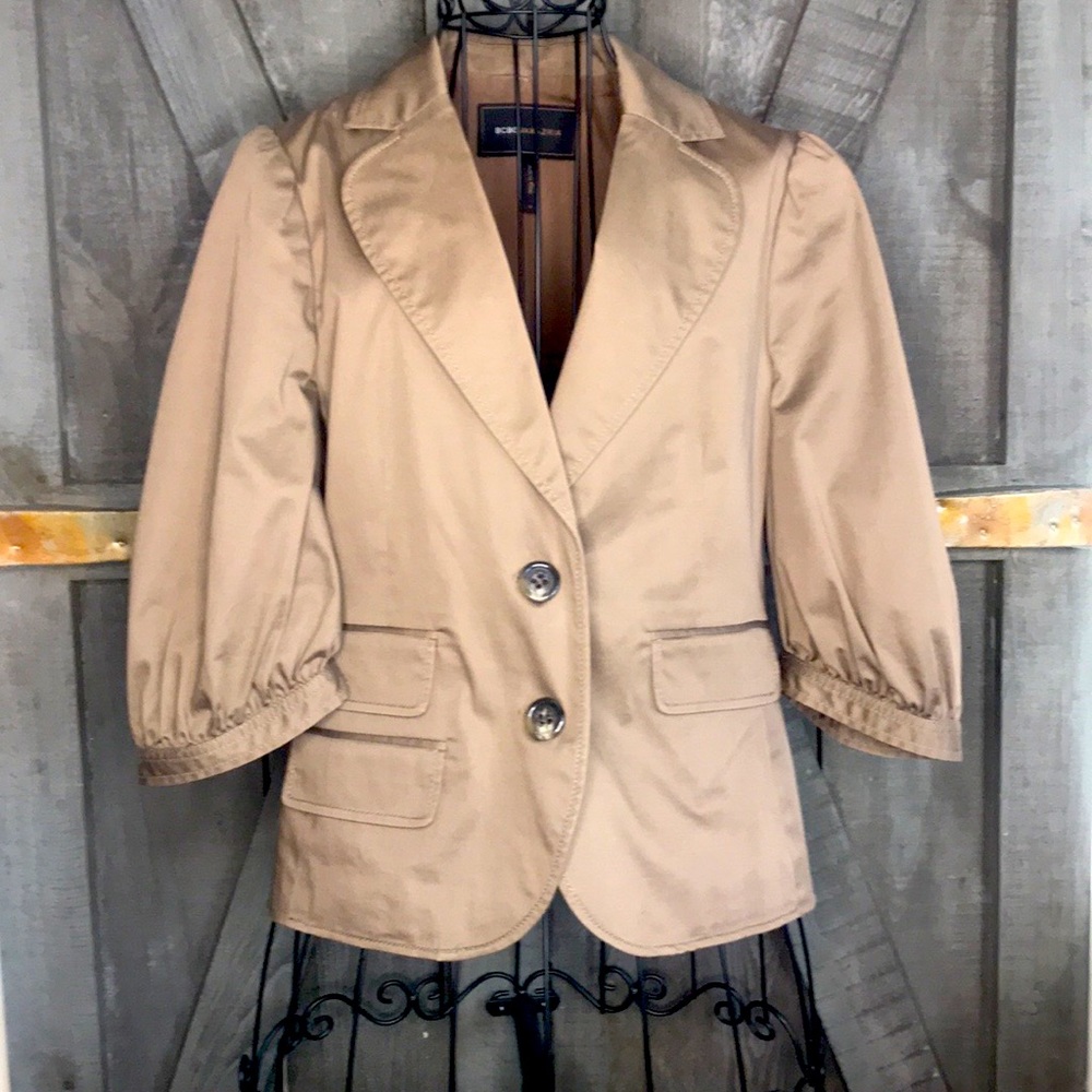BCBG Max Azira Brown Button Up Crop Blazer